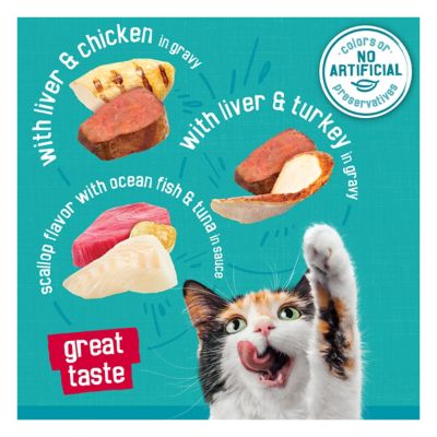 Image showing  Tasty Treasures Prime Adult Tuna, Chicken and Turkey in Gravy Wet Cat Food Variety Pack, 5.5 oz., 12 Cans