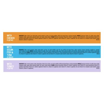Image showing  Tasty Treasures Prime Adult Tuna, Chicken and Turkey in Gravy Wet Cat Food Variety Pack, 5.5 oz., 12 Cans