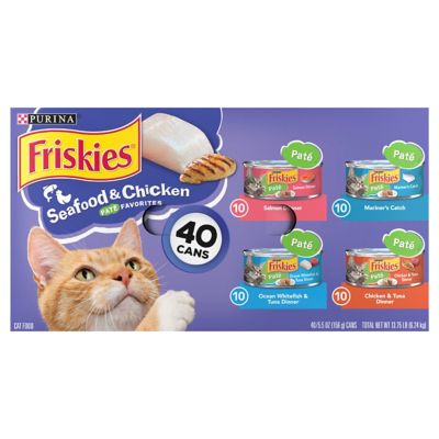 Friskies Purina Wet Cat Food Pate Variety Pack Seafood and Chicken Pate Favorites