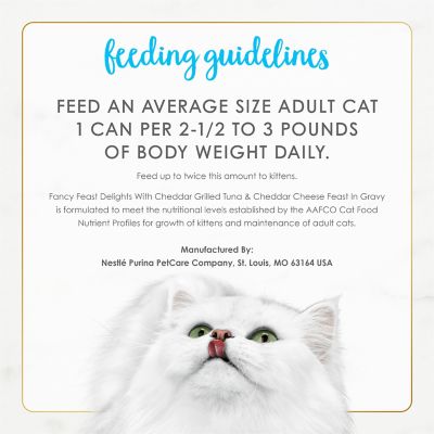 Image showing 6 th Purina Fancy Feast Delights With Cheddar Grilled Tuna & Cheddar Cheese Feast in Wet Cat Food Gravy Cat Food, 3 oz.