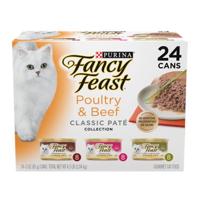 Fancy Feast Grain Free Pate Poulty & Beef Variety Pack Wet Cat Food, 3 oz. Can, Pack of 24, 050428