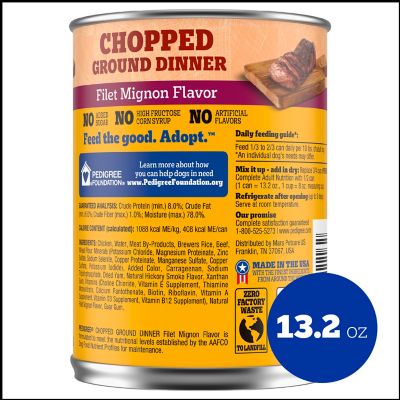 Image showing  Adult Chopped Ground Dinner Filet Mignon Flavor Wet Dog Food, 13.2 oz.