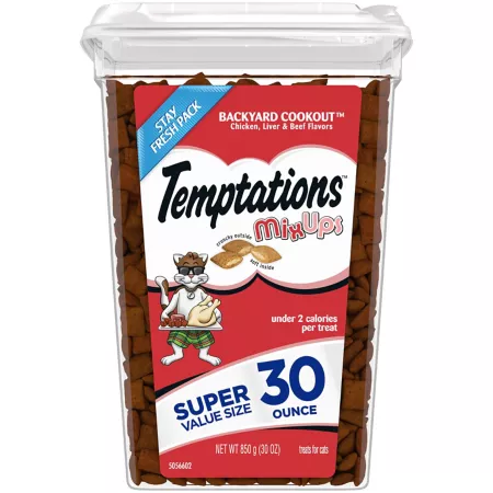 Temptations MixUps Crunchy and Soft Treats for Cats in Chicken Liver and Beef Flavors 30 oz. Cat Soft & Chewy Treats