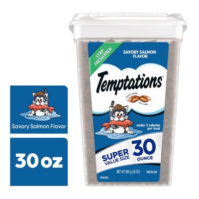 Temptations Classic Crunchy and Soft Cat Treats Savory Salmon Flavor, 30 oz. Tub Cat treats