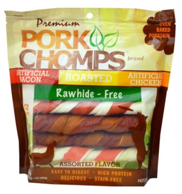 Pork Chomps 6 in. Assorted Bacon and Chicken Flavor Twists for Dogs, 12 ct.