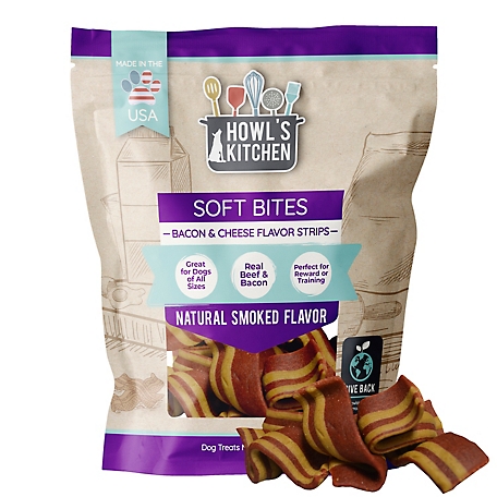Howl's Kitchen Real Bacon and Cheese Flavor Strips Soft Dog Treats, 6 oz.