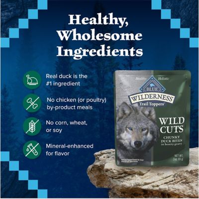 Image showing 5 th Blue Buffalo Wilderness Trail Toppers Wild Cuts Natural High-Protein Dog Wet Food, Duck Bites in Hearty Gravy, 3 oz. Pouch
