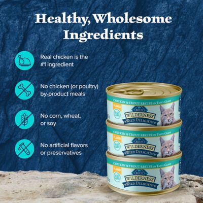 Image showing 5 th Blue Buffalo Wilderness Wild Delights Flaked Chicken and Trout Recipe Wet Cat Food, 5.5 oz.