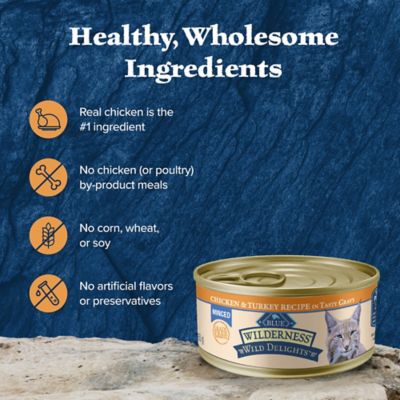Image showing 5 th Blue Buffalo Wilderness Wild Delights Minced Chicken and Turkey Recipe Wet Cat Food, 5.5 oz.