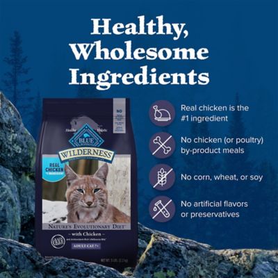 Image showing 5 th Blue Buffalo Wilderness Senior Mature Adult Grain-Free High-Protein Chicken Recipe Dry Cat Food