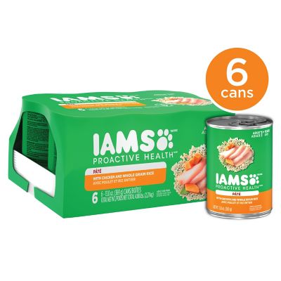 Iams Proactive Health Adult Chicken and Rice Pate Wet Dog Food, 13 oz. Cans, 6-Pack