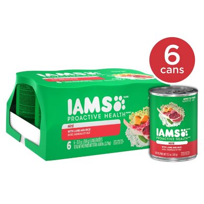 Iams Proactive Health Adult Lamb and Rice Pate Wet Dog Food, 13 oz. Cans, 6-Pack Great for dogs with sensitive stomachs