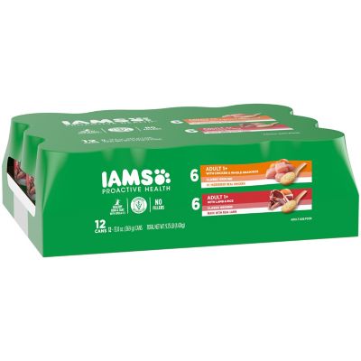 Image showing 9 th Iams Proactive Health Adult Chicken and Lamb Classic Ground Wet Dog Food Variety pk., 13 oz., 12 pk.
