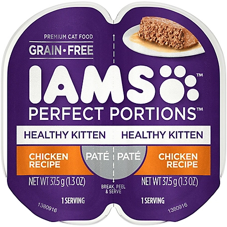 Iams Perfect Portions Kitten Grain-Free Chicken Pate Wet Cat Food, 2.6 oz. Tray