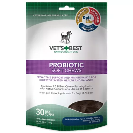 Vet's Best Gentle Chewable Probiotic Digestive Supplement for Dogs 30 ct Dog Digestion Supplements