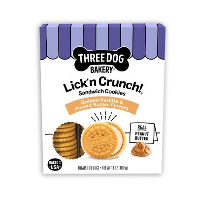 Three Dog Bakery Lick'n Crunch Dog Treats, Golden Vanilla and Peanut Butter Flavor, 13 oz.