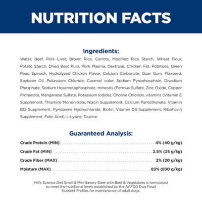 Image showing 5 th Hill's Science Diet Adult Small and Mini Savory Stew with Beef Wet Dog Food, 3.5 oz.