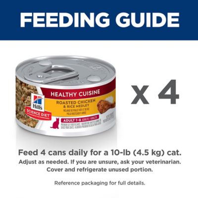 Image showing 5 th Hill's Science Diet Adult Healthy Cuisine Cat Food, Roasted Chicken & Rice Medley, Canned, 2.8 oz.