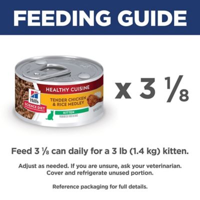 Image showing  Kitten Healthy Cuisine Cat Food, Tender Chicken & Rice Medley, Canned, 2.8 oz.