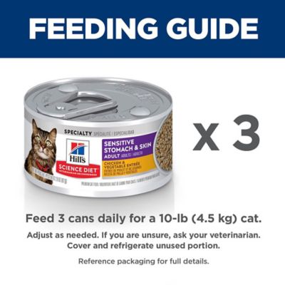 Image showing  Adult Sensitive Stomach & Skin Cat Food, Chicken & Vegetable Entree, Canned, 2.9 oz.