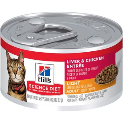 Hill's Science Diet Adult Light Cat Food, Liver & Chicken, Canned, 2.9 oz.