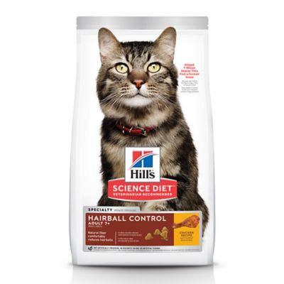 Hill's Science Diet Senior 7+ Hairball Control Chicken Recipe Dry Cat Food Science Diet's dry cat food, hairball remedy, is definitely the only cat food I buy for my pet and for my dad's cat