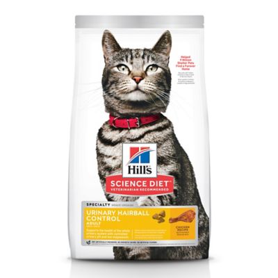 Hill's Science Diet Adult Urinary and Hairball Control Chicken Recipe Dry Cat Food I have a Maine Coon that has frequent Uti’s and the Hill’s Urinary and Hairball Control cat food is the very best food for your pets who have frequent UTI’s and Hairballs