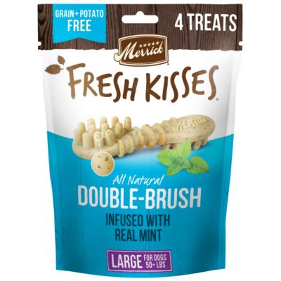 Merrick Fresh Kisses Grain Free Mint Breath Strips Large Dental Dog Treats, 5.5 oz., 4 ct.