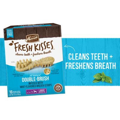 Image showing  Fresh Kisses Grain Free Mint Breath Strips Large Dental Dog Treats, 27 oz., 16 ct.