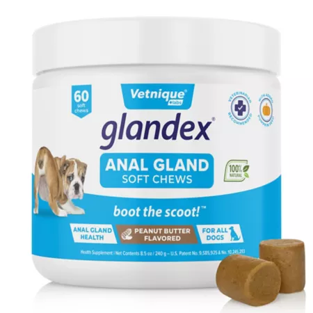 Glandex Soft Chew Anal Gland Fiber Supplement for Dogs 60 ct Dog Digestion Supplements