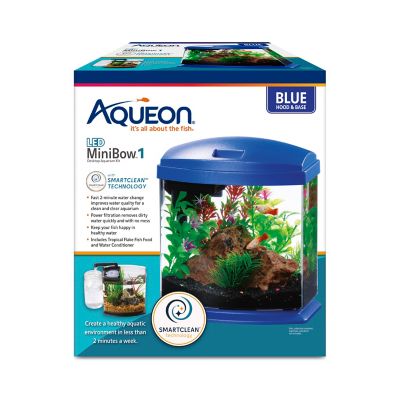 Image showing  Aquarium Kit Mini Bow Led Smart Clean, Blue, 1 gal.