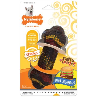 Nylabone Rubber Flavor Frenzy Bacon Cheeseburger Dog Chew Toy, Medium