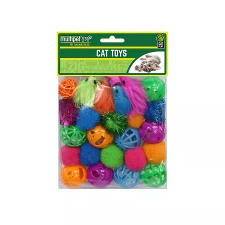 Multipet Assorted Cat Toys 24 Pack Cat Toy Balls