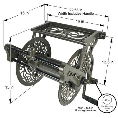 Image showing 4 th Liberty Garden 5/8 in. x 125 ft. Decorative Wall Mount Hose Reel with Hose Guide
