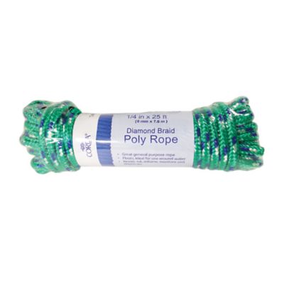 CORDA 1/4 in. x 25 ft. Diamond Braid Polypropylene Rope, 2-Pack