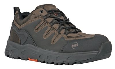 HOSS Boot Company Men's Eric Lo Work Boots, Brown Aluminum Safety Toe, Slip Resistant, EH Rated, Low Wedge