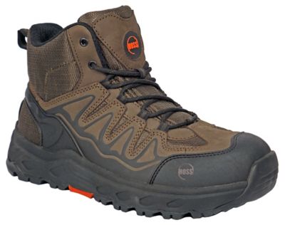 HOSS Boot Company Men's Eric Hi Work Boots, Brown Aluminum Safety Toe, Slip Resistant, EH Rated, 6in.