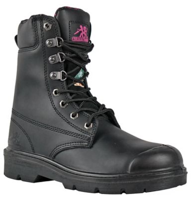Image showing 0 th Moxie Trades Women's Anne Work Boots, Waterproof Steel Toe, Slip Resistant, EH Rated, Black Leather, 8in.
