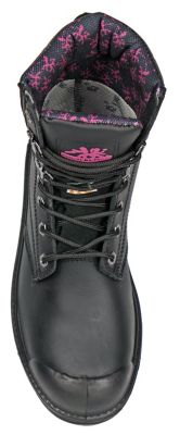Image showing 2 th Moxie Trades Women's Anne Work Boots, Waterproof Steel Toe, Slip Resistant, EH Rated, Black Leather, 8in.