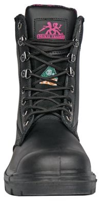 Image showing 3 th Moxie Trades Women's Anne Work Boots, Waterproof Steel Toe, Slip Resistant, EH Rated, Black Leather, 8in.