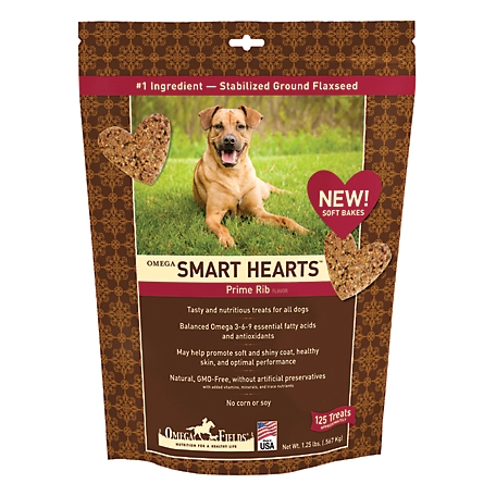 Omega Fields Smart Hearts Beef Flavor Dog Treats, 1.25 lb.