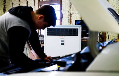 Image showing  32 gal. Evaporative Air Cooler/Swamp Cooler, 1,700 sq. ft., Centrifugal Fan Motor, 52 ft. Air Drive