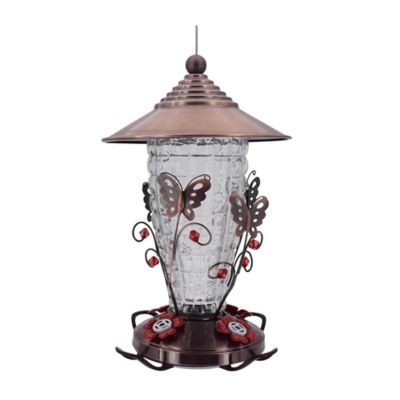 NEW Royal Wing Hummingbird Feeder Clear Glass with Red Metal Hanger