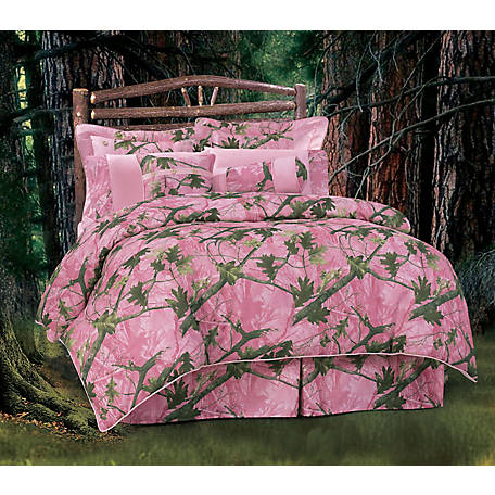 Hiend Accents Oak Camo Comforter Set, Pink Camo Bedding Set Queen