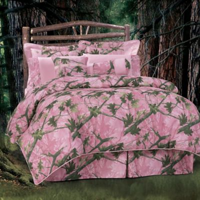 HiEnd Accents Oak Camo Comforter Set, Twin, Pink