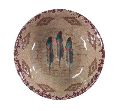 Image showing  Feather Design Melamine Bowls, 1.89 in. H x 7.44 in. D, Beige, 4-Pack