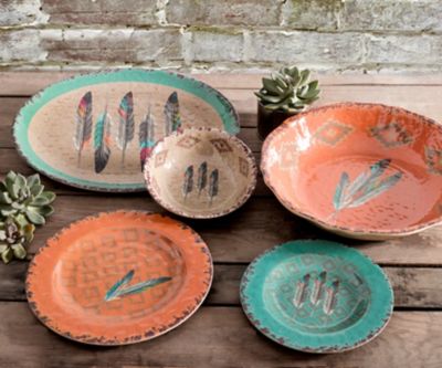 Image showing  Feather Design Melamine Serving Bowl, 13.6 in.