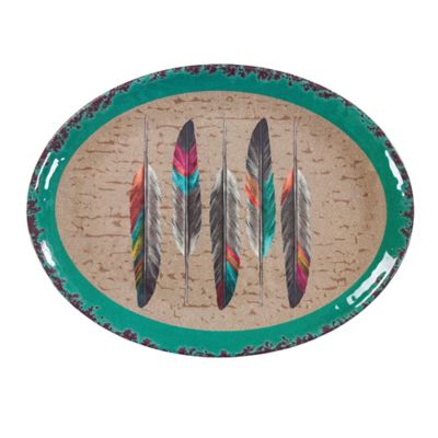 HiEnd Accents Feather Design Melamine Serving Platter