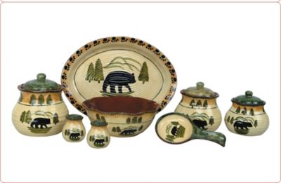 Image showing  16 pc. Rustic Bear Ceramic Dinnerware Set