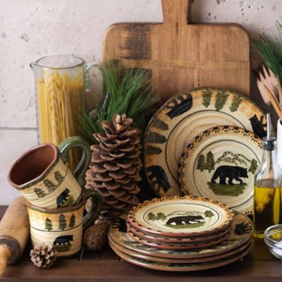 Image showing  16 pc. Rustic Bear Ceramic Dinnerware Set
